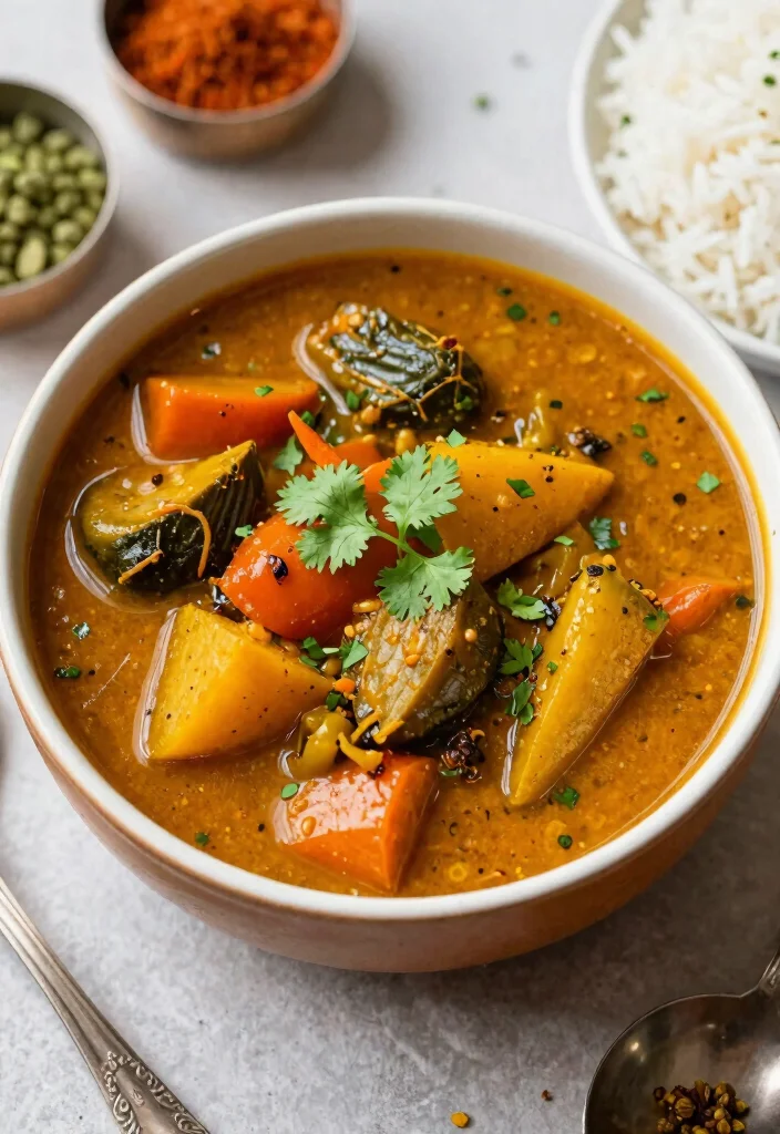 15 High Protein Low Carb Indian Recipes - Flavorful & Nutritious - 15. Vegetable Sambar 1