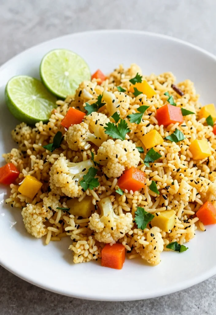 15 High Protein Low Carb Indian Recipes - Flavorful & Nutritious - 7. Cauliflower Rice Upma 1