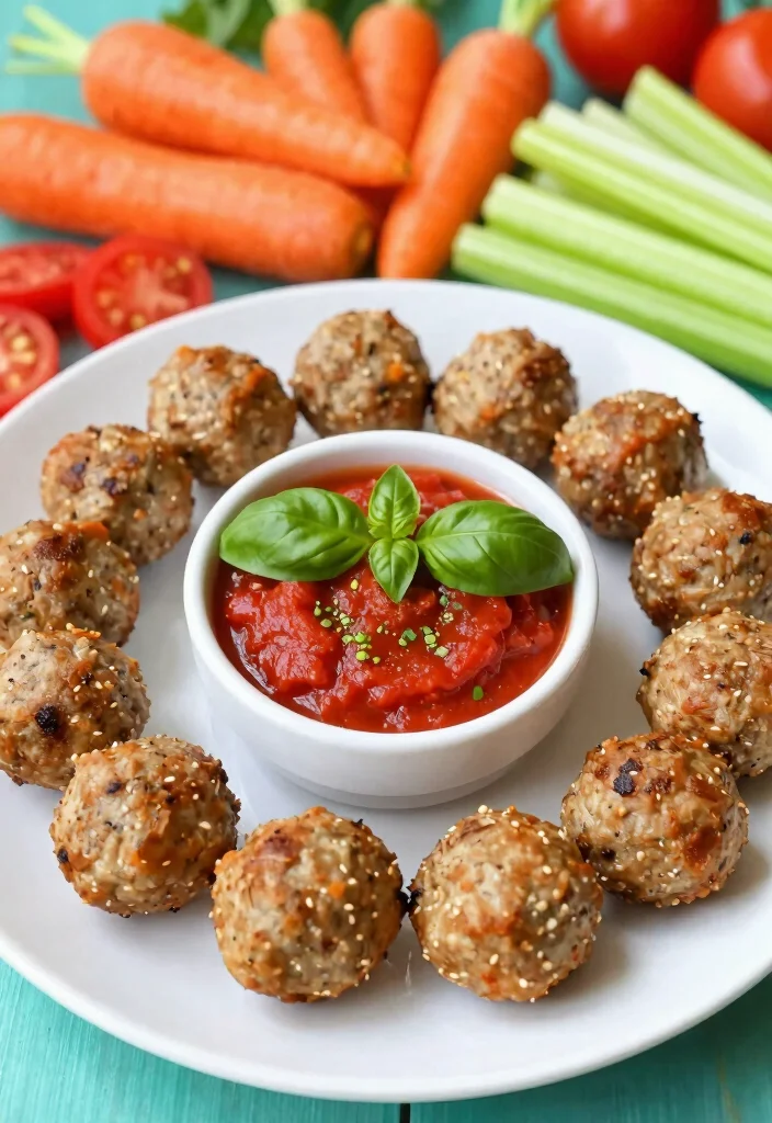 15 High Protein Low Carb Recipes For Picky Eaters - Kid-Approved Options - 6. Mini Meatballs with Dipping Sauce 1
