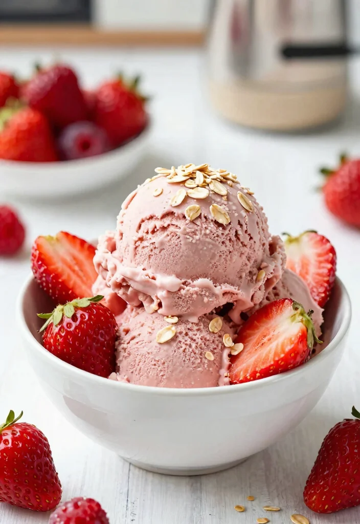 15 Ninja Creami Ice Cream Recipes High Protein - Frozen Healthy Treats - 3. Strawberry Oat Protein Ice Cream 1