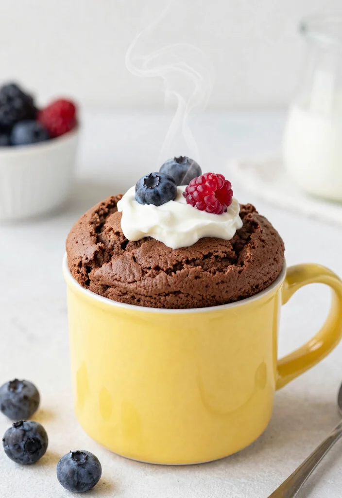 16 High Protein Low Carb Lunch Ideas - Quick & Satisfying - 15. Chocolate Protein Mug Cake 1