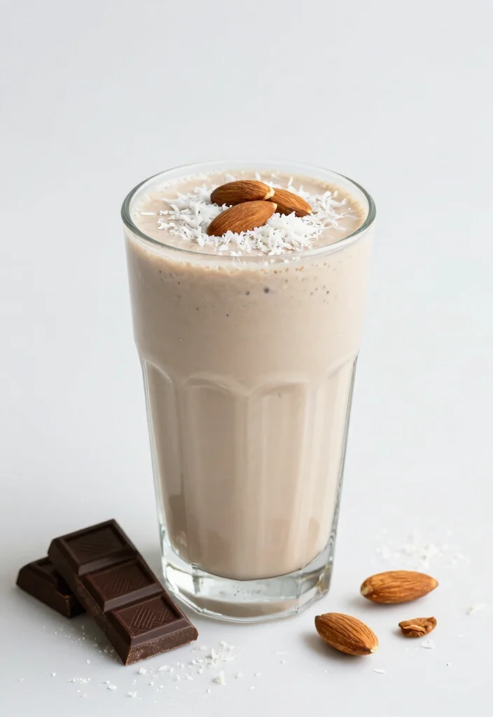 16 High Protein Low Carb Shake Recipes - Quick Nutrition On-The-Go - 8. Almond Joy Protein Shake 1