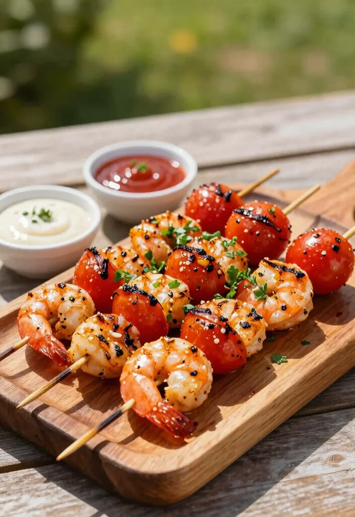 16 High Protein Low Carb Shrimp Recipes - Quick & Elegant Dishes - 11. Shrimp and Tomato Skewers 1