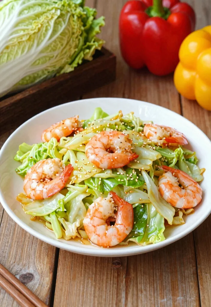 16 High Protein Low Carb Shrimp Recipes - Quick & Elegant Dishes - 16. Shrimp and Cabbage Stir-Fry 1