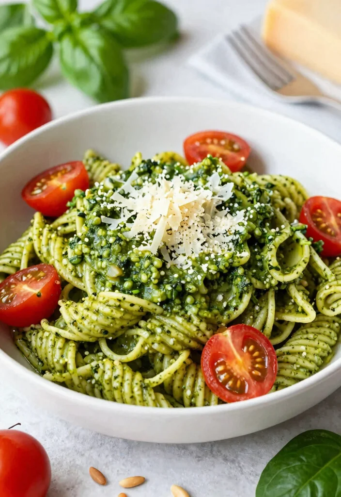 16 High Protein Recipes For Weight Gain Meals - Calorie-Dense Options - 10. High-Calorie Pesto Pasta 1