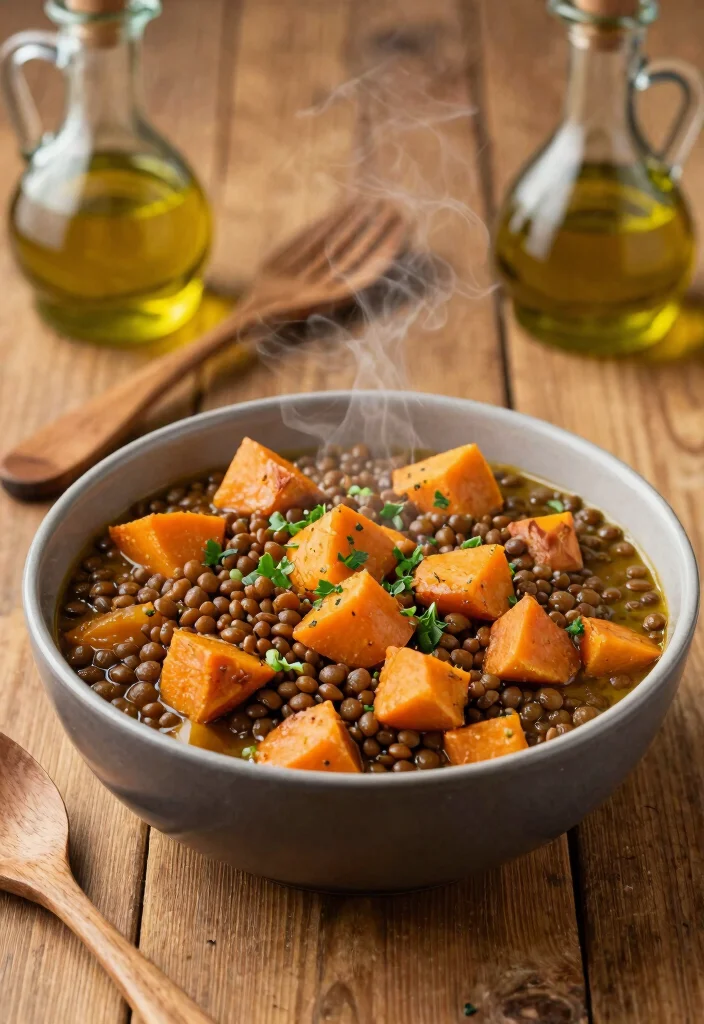16 High Protein Recipes For Weight Gain Meals - Calorie-Dense Options - 3. Lentil and Sweet Potato Stew 1