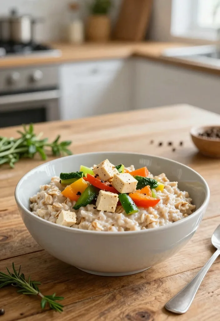 16 High Protein Recipes For Weight Gain Meals - Calorie-Dense Options - 8. Savory Oatmeal with Veggies and Tofu 1