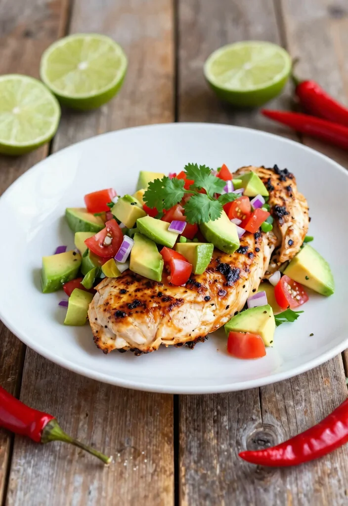 16 Low Calorie Low Carb High Protein Recipes - Triple Weight Loss Power - 1. Spicy Grilled Chicken with Avocado Salsa 1