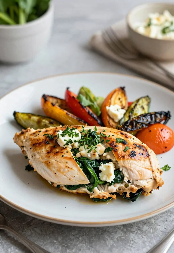 16 Low Calorie Low Carb High Protein Recipes - Triple Weight Loss Power - 12. Spinach and Feta Stuffed Chicken 1