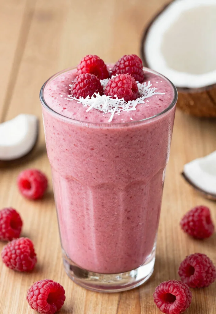 16 Low Carb High Protein Smoothie Recipes - Drink Your Protein - 13. Raspberry Coconut Protein Smoothie 1