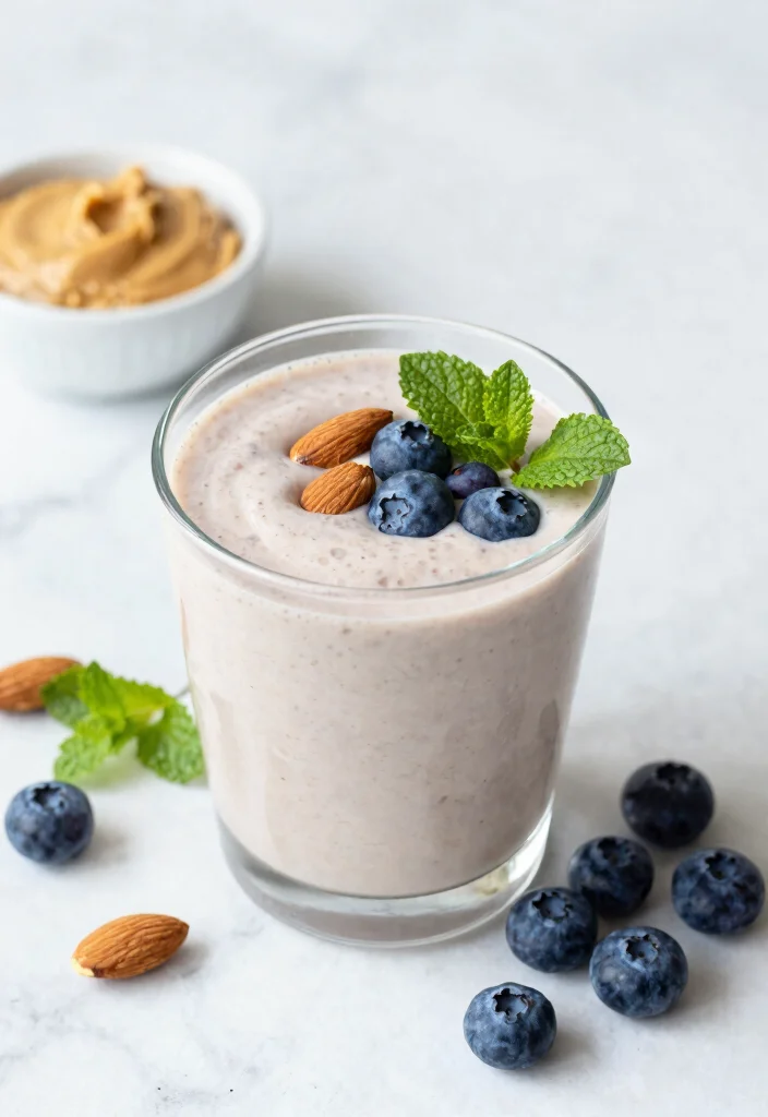 16 Low Carb High Protein Smoothie Recipes - Drink Your Protein - 9. Blueberry Almond Protein Smoothie 1