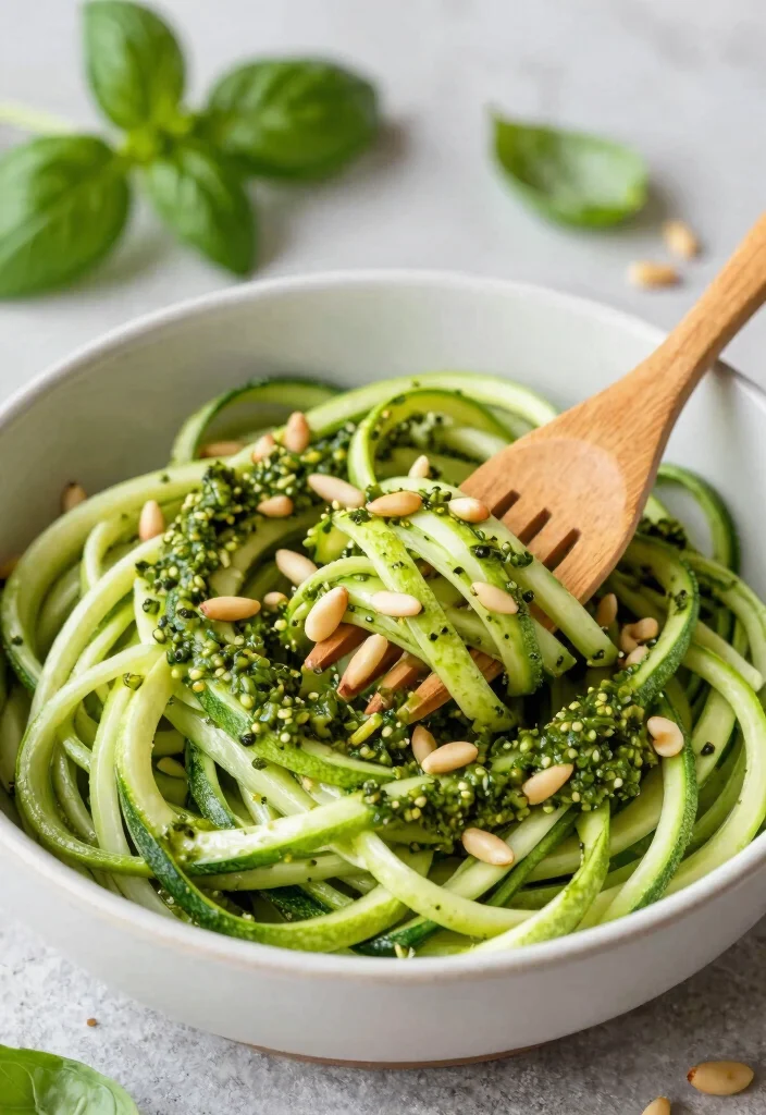 16 Vegan High Protein Low Carb Recipes - Plant-Based & Keto-Friendly - 3. Zucchini Noodles with Pesto 1