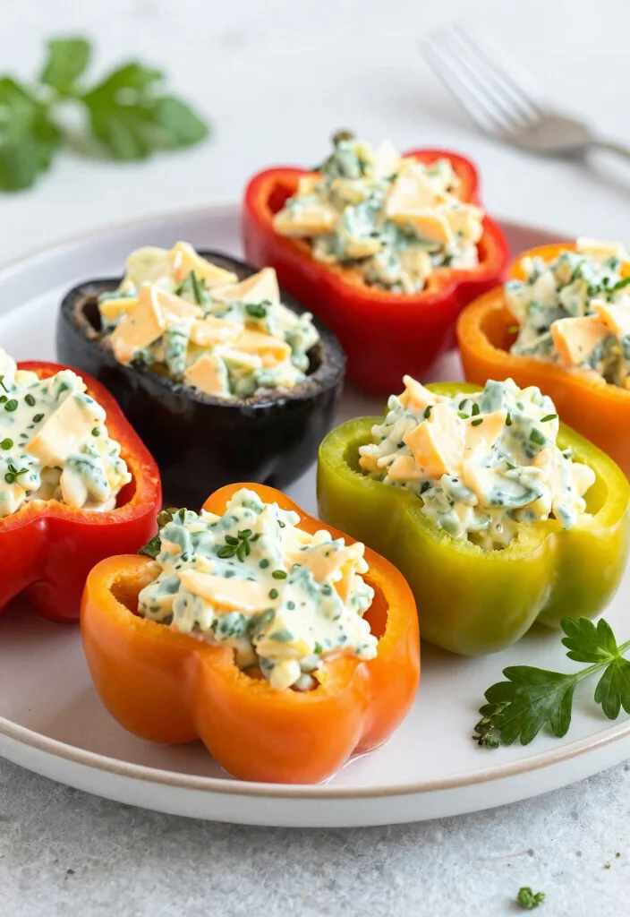 17 High Protein Low Carb Recipes Lunch - Office-Friendly Meals - 15. Egg Salad Stuffed Peppers 1