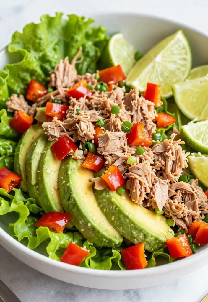 17 High Protein Low Carb Recipes Lunch - Office-Friendly Meals - 6. Avocado Tuna Salad 1