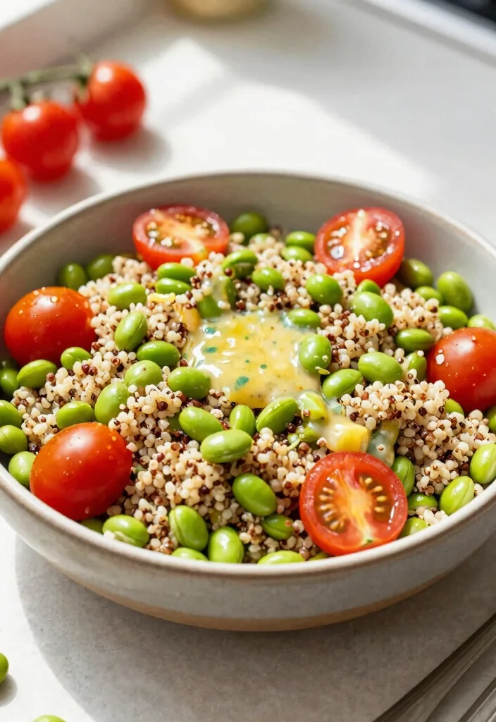 17 High Protein Low Carb Vegetarian Recipes - Complete Plant-Based Protein - 12. Edamame and Quinoa Salad 1