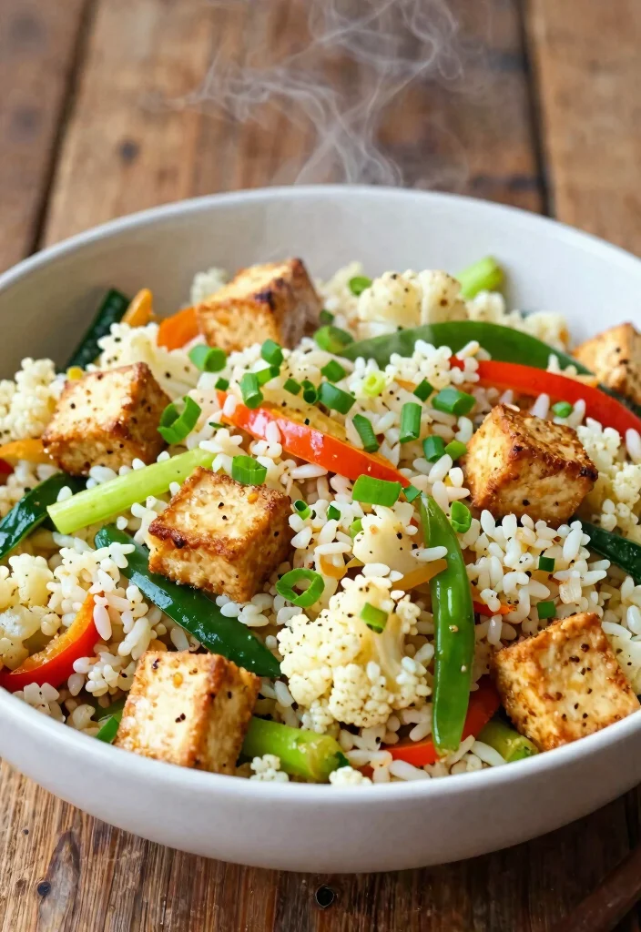 17 High Protein Low Carb Vegetarian Recipes - Complete Plant-Based Protein - 2. Keto Cauliflower Rice Stir-Fry 1