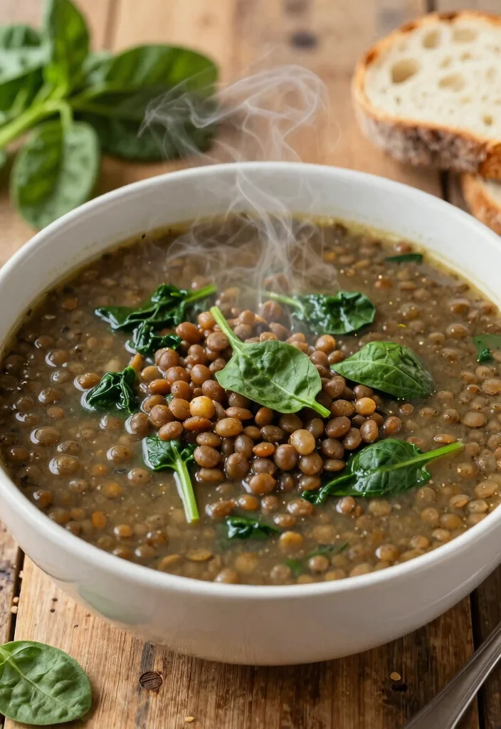 17 High Protein Low Carb Vegetarian Recipes - Complete Plant-Based Protein - 3. Lentil and Spinach Soup 1