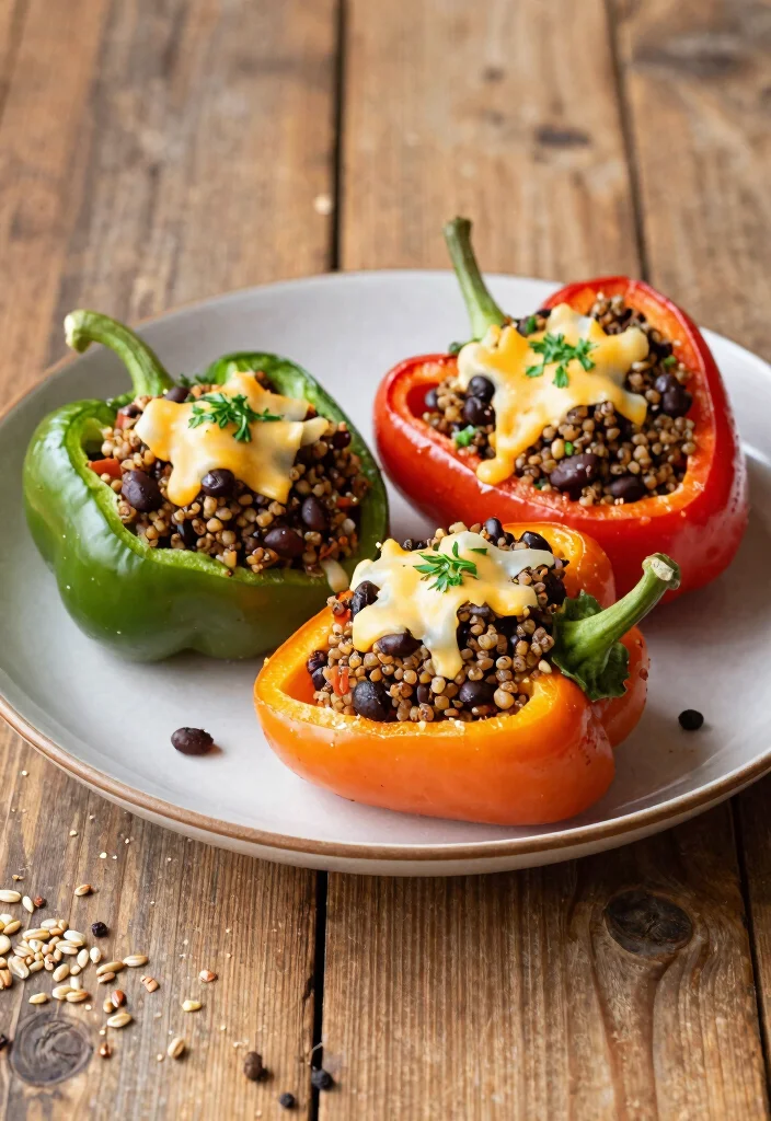 17 High Protein Low Carb Vegetarian Recipes - Complete Plant-Based Protein - 8. Stuffed Bell Peppers 1