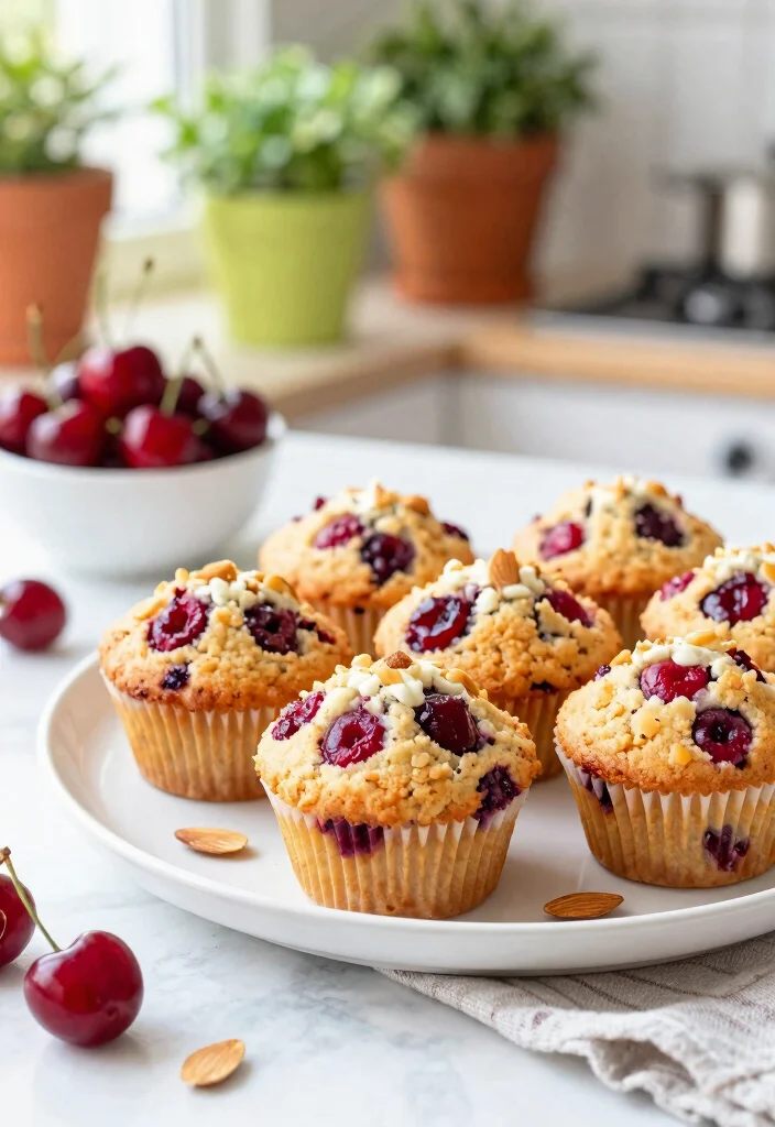 17 High Protein Muffins Healthy - Grab-And-Go Breakfast - 11. Cherry Almond Protein Muffins 1