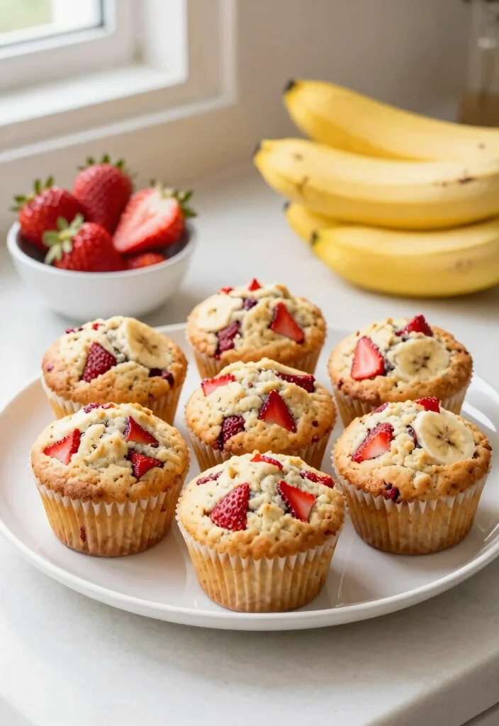 17 High Protein Muffins Healthy - Grab-And-Go Breakfast - 12. Strawberry Banana Protein Muffins 1