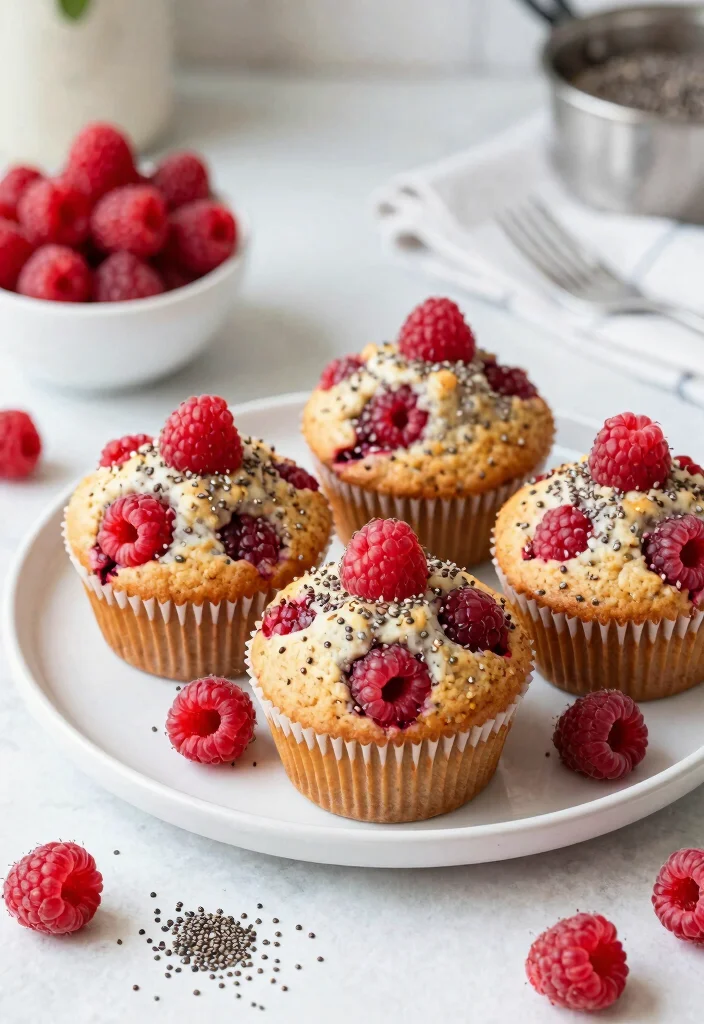 17 High Protein Muffins Healthy - Grab-And-Go Breakfast - 17. Raspberry Chia Seed Protein Muffins 1