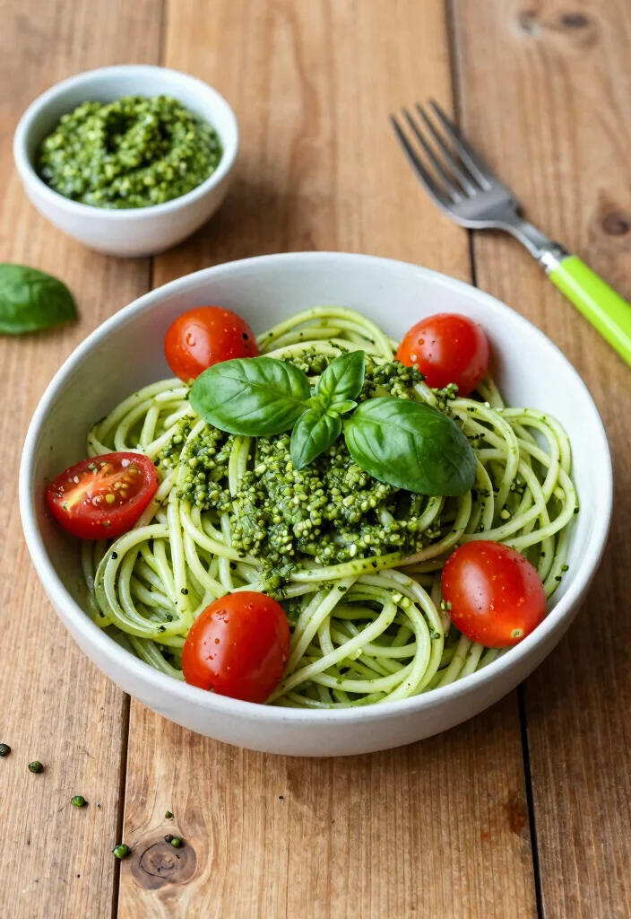 17 High Protein Vegan Gluten Free Recipes - Triple-Friendly Options - 11. Zucchini Noodles with Pesto 1