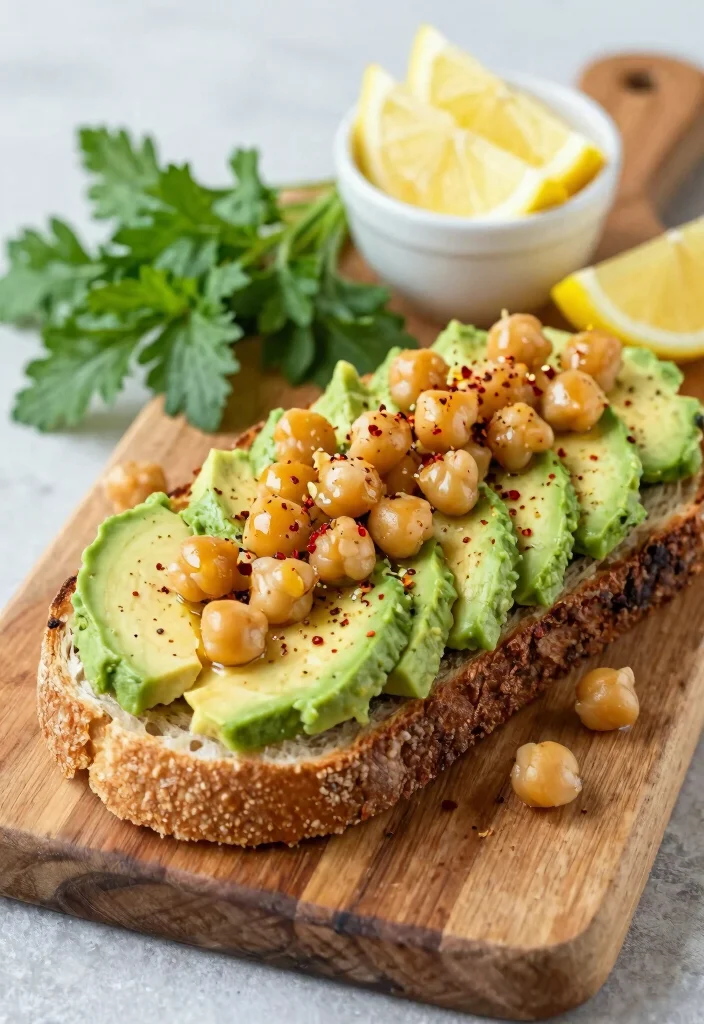 17 High Protein Vegan Gluten Free Recipes - Triple-Friendly Options - 17. Avocado Toast with Chickpeas 1
