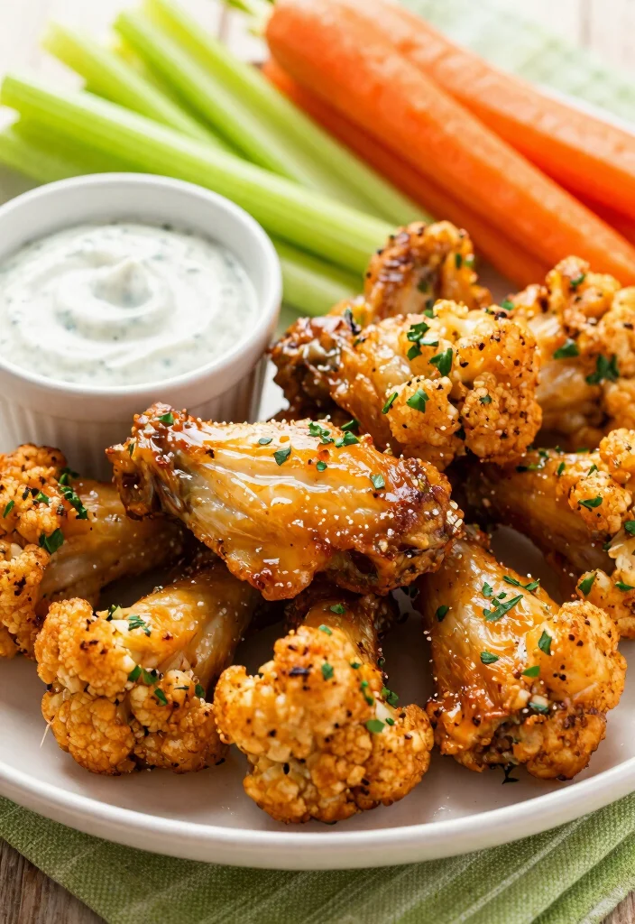 17 High Protein Vegan Gluten Free Recipes - Triple-Friendly Options - 5. Cauliflower Buffalo Wings 1