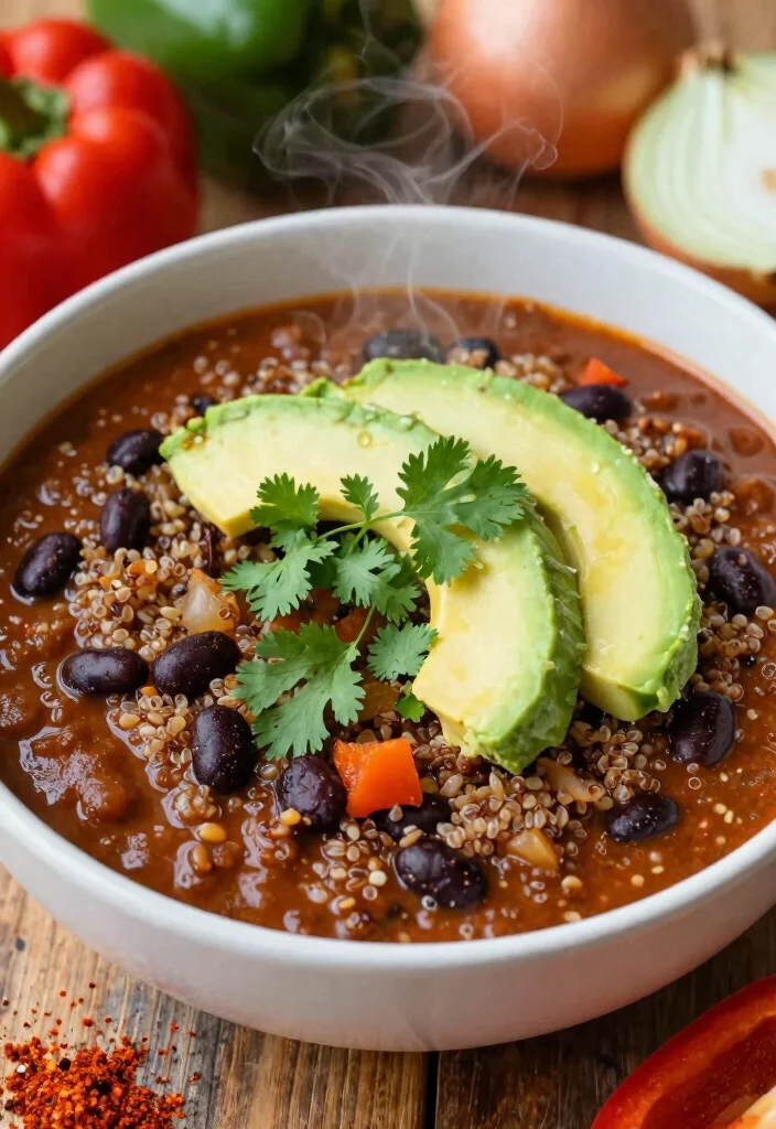 17 High Protein Vegetarian Slow Cooker Recipes - Set & Forget Meals - 1. Quinoa & Black Bean Chili 1