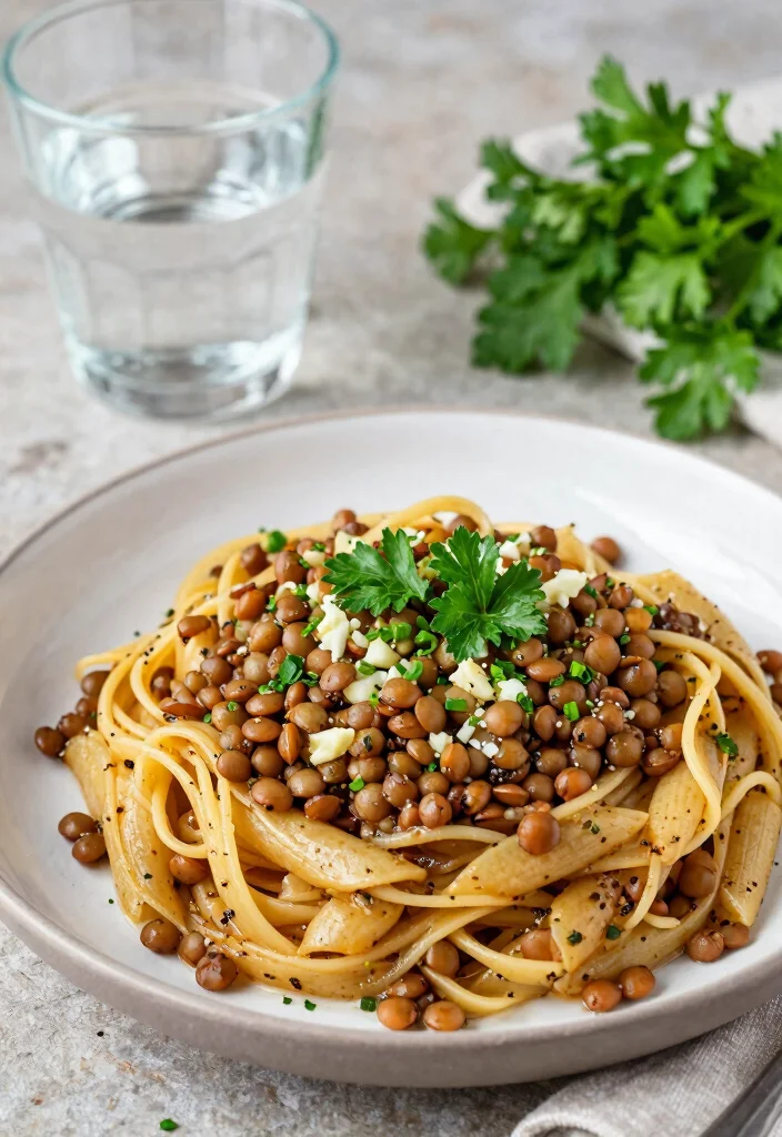 17 High Protein Vegetarian Slow Cooker Recipes - Set & Forget Meals - 13. Garlic & Herb Lentil Pasta 1