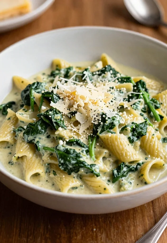 17 High Protein Vegetarian Slow Cooker Recipes - Set & Forget Meals - 16. Creamy Spinach & Ricotta Pasta 1