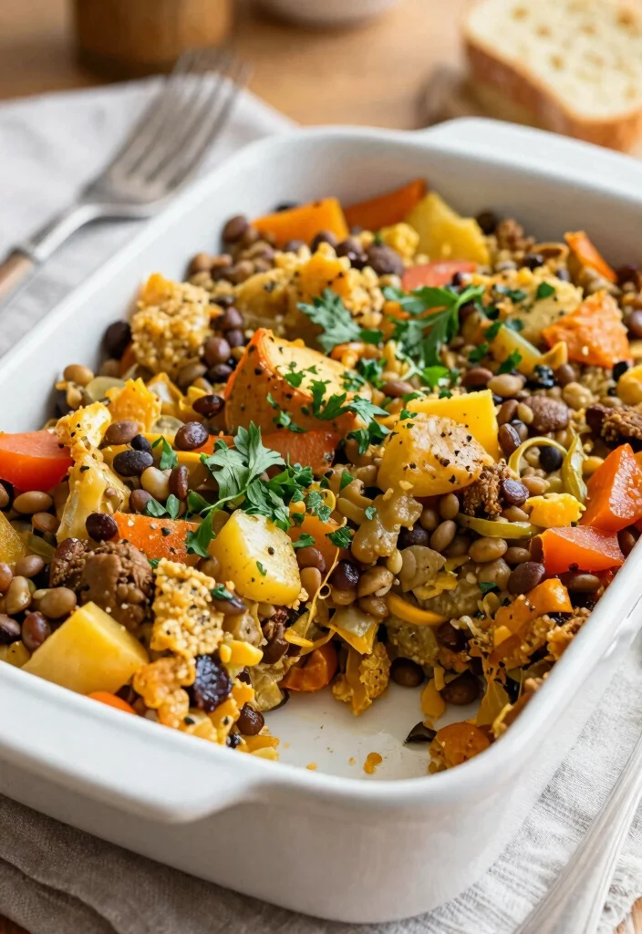 17 High Protein Vegetarian Slow Cooker Recipes - Set & Forget Meals - 17. Vegetable & Lentil Casserole 1