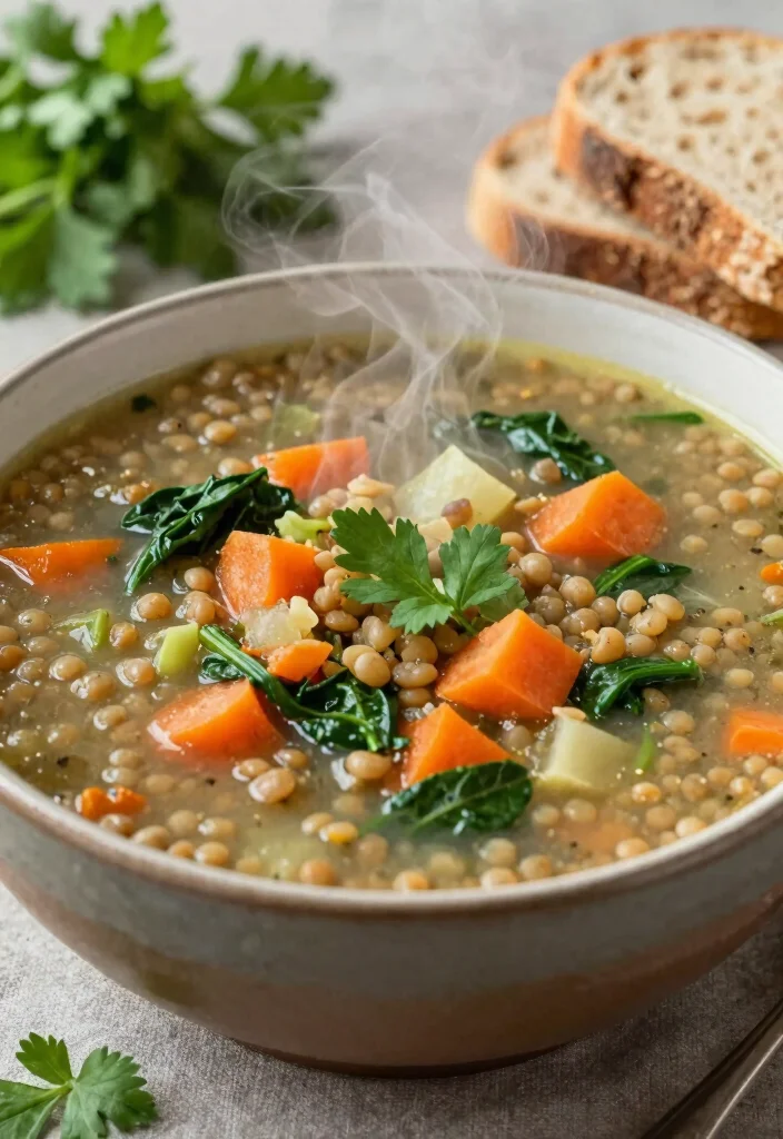 17 High Protein Vegetarian Slow Cooker Recipes - Set & Forget Meals - 4. Hearty Vegetable & Lentil Soup 1