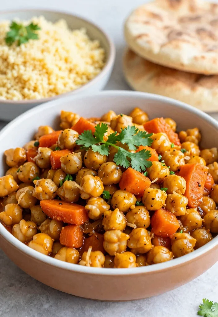 17 High Protein Vegetarian Slow Cooker Recipes - Set & Forget Meals - 6. Moroccan Spiced Chickpeas with Carrots 1