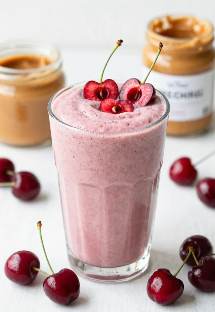 17 Low Calorie High Protein Smoothie Recipes - Quick & Healthy - 11. Cherry Almond Smoothie 1