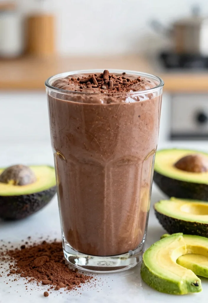 17 Low Calorie High Protein Smoothie Recipes - Quick & Healthy - 9. Chocolate Avocado Smoothie 1