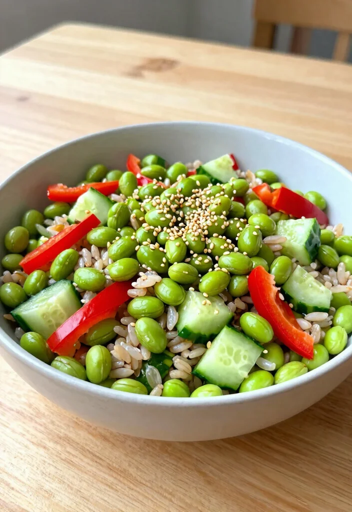 17 Vegan High Protein Recipes Meal Prep - Ready-To-Go Dinners - 6. Edamame & Brown Rice Salad 1