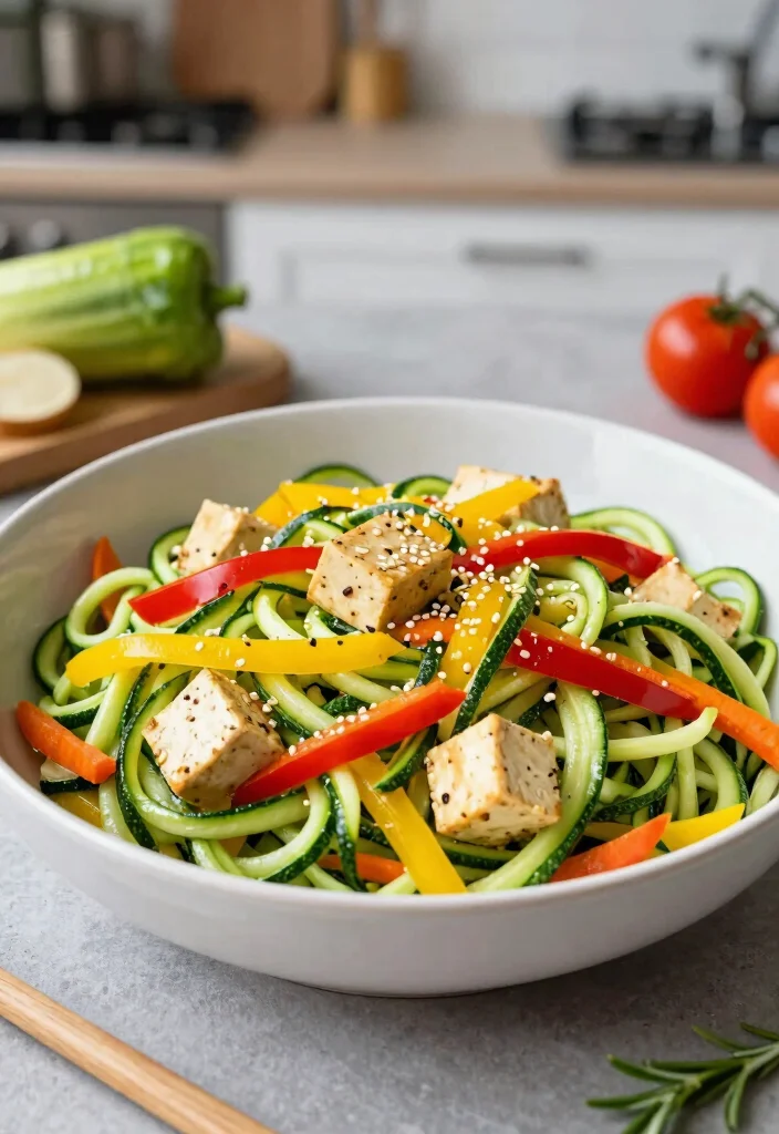17 Vegan High Protein Recipes Meal Prep - Ready-To-Go Dinners - 9. Zucchini Noodle Stir-Fry 1