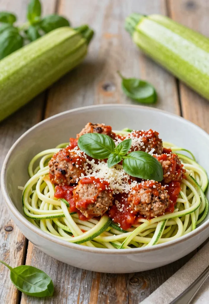 18 Easy High Protein Low Calorie Recipes - Simple & Healthy Living - 6. Zucchini Noodles with Turkey Meatballs 1