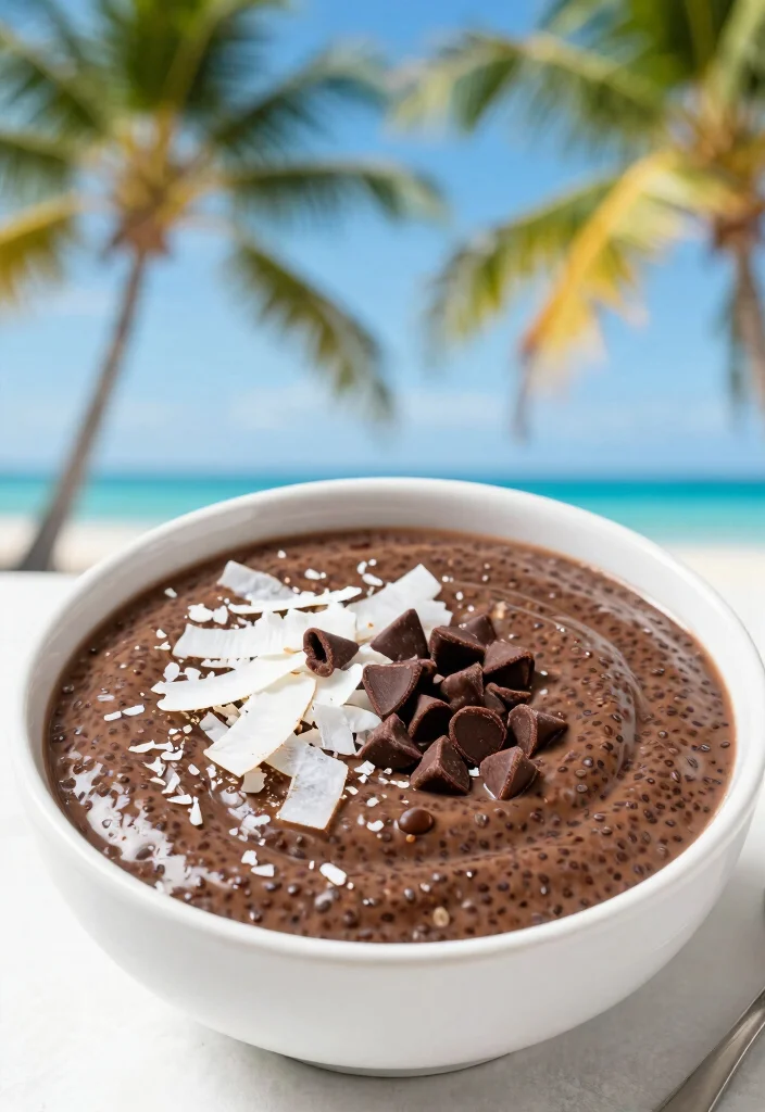 18 High Protein Chia Seed Pudding - Overnight Breakfast Ideas - 15. Chocolate Coconut Chia Seed Pudding 1