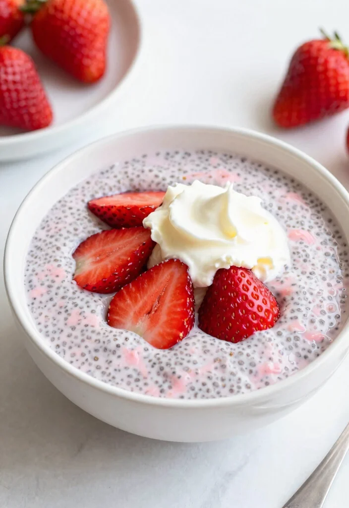 18 High Protein Chia Seed Pudding - Overnight Breakfast Ideas - 16. Strawberry Shortcake Chia Seed Pudding 1