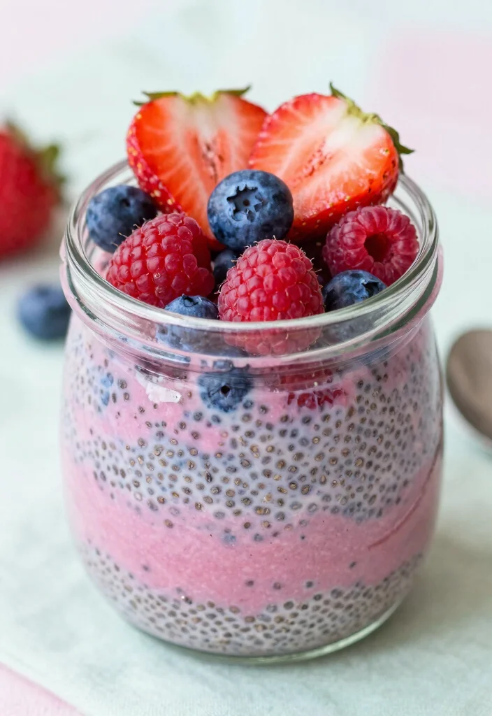 18 High Protein Chia Seed Pudding - Overnight Breakfast Ideas - 4. Berry Bliss Chia Seed Pudding 1