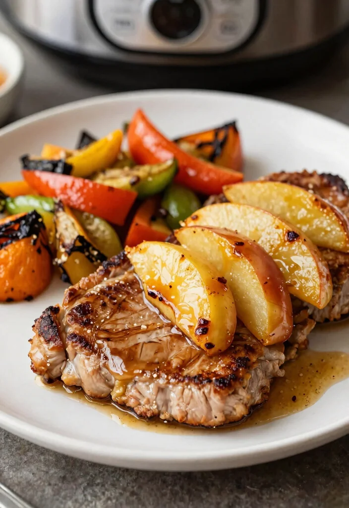18 High Protein Low Carb Instant Pot Recipes - Quick & Easy Dinners - 15. Instant Pot Pork Chops with Apples 1