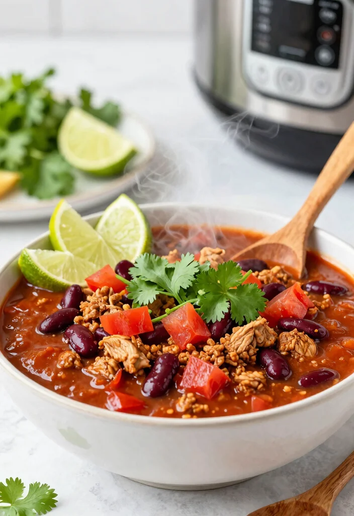 18 High Protein Low Carb Instant Pot Recipes - Quick & Easy Dinners - 3. Instant Pot Turkey Chili 1