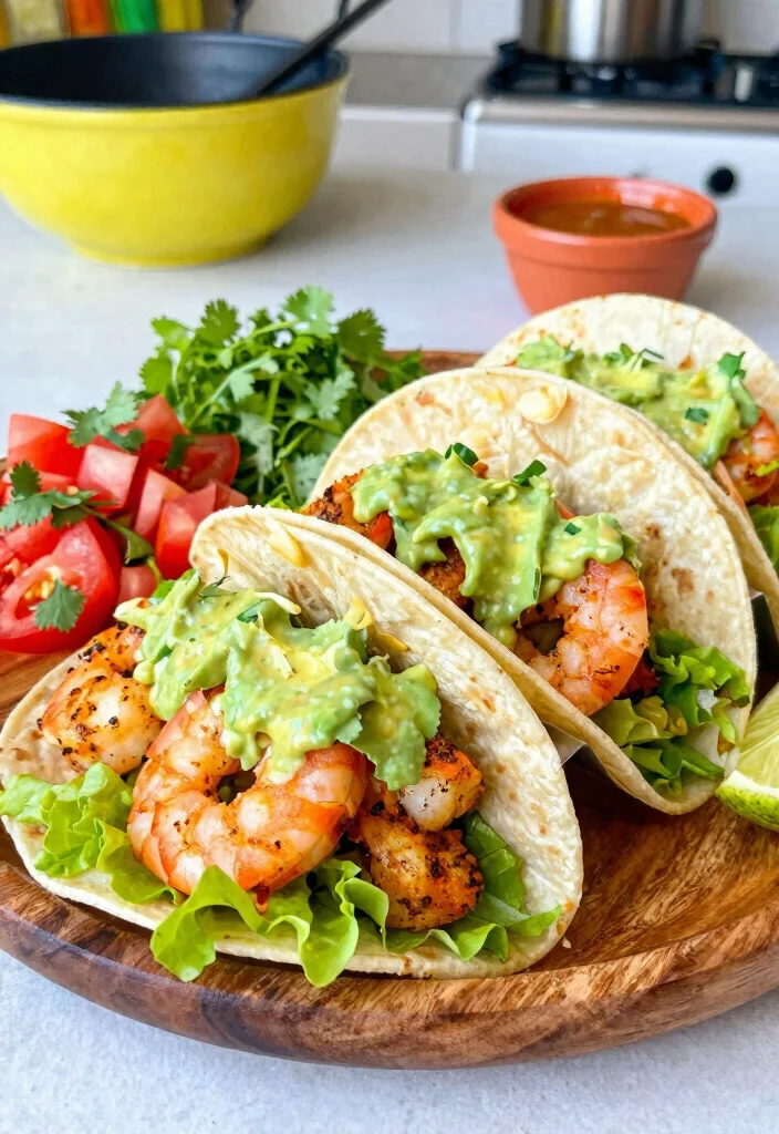 18 High Protein Low Carb Recipes Dinner - Easy Family Meals - 12. Shrimp Tacos with Avocado Cream 1