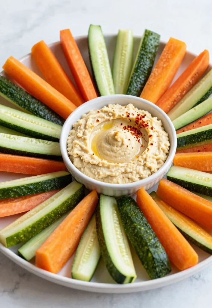 18 High Protein Low Carb Recipes Snacks - Easy Grab-And-Go Options - 14. Veggie Sticks with Hummus 1