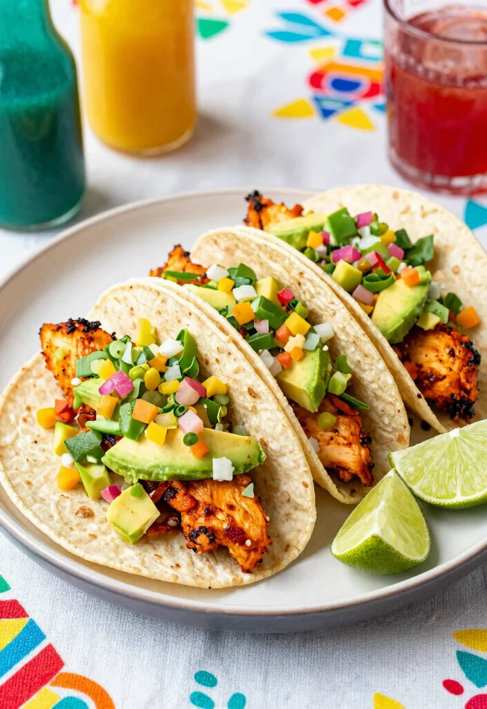 18 High Protein Low Fat Chicken Recipes - Lean & Delicious - 16. Chicken Tacos with Avocado Salsa 1