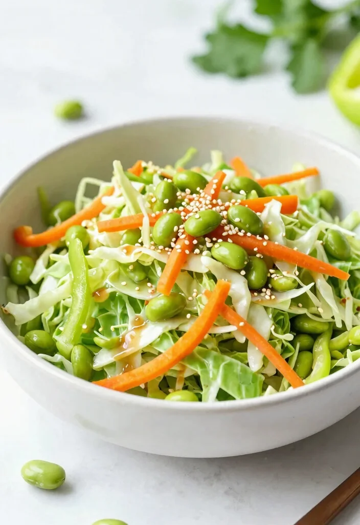 18 High Protein Salads Vegetarian - Fresh & Complete Meals - 11. Cabbage & Edamame Salad 1