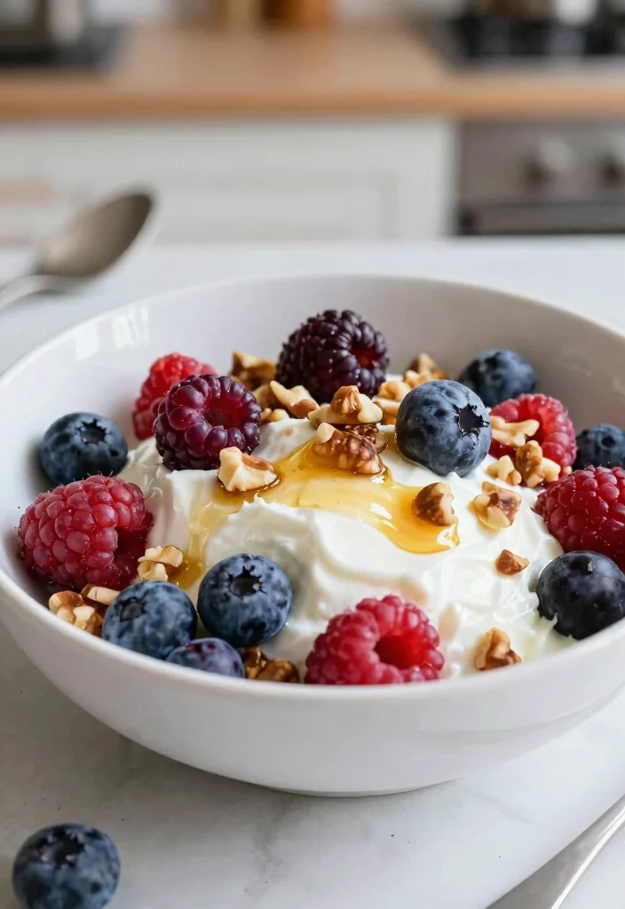 18 High Protein Salads Vegetarian - Fresh & Complete Meals - 14. Greek Yogurt & Berry Salad 1