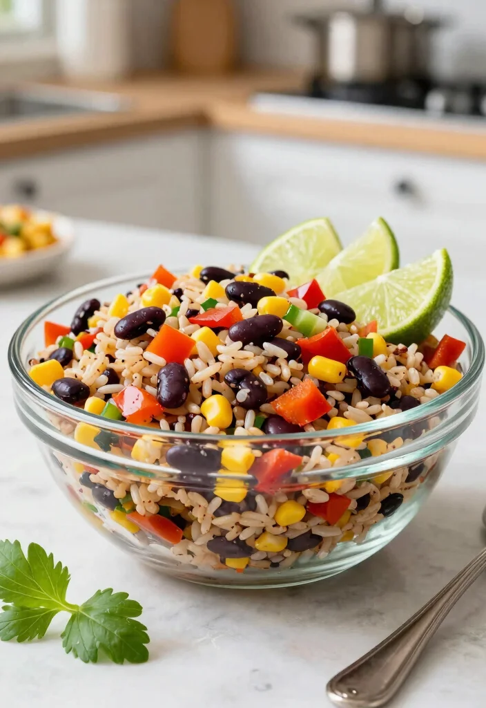 18 High Protein Salads Vegetarian - Fresh & Complete Meals - 15. Rice & Bean Salad 1
